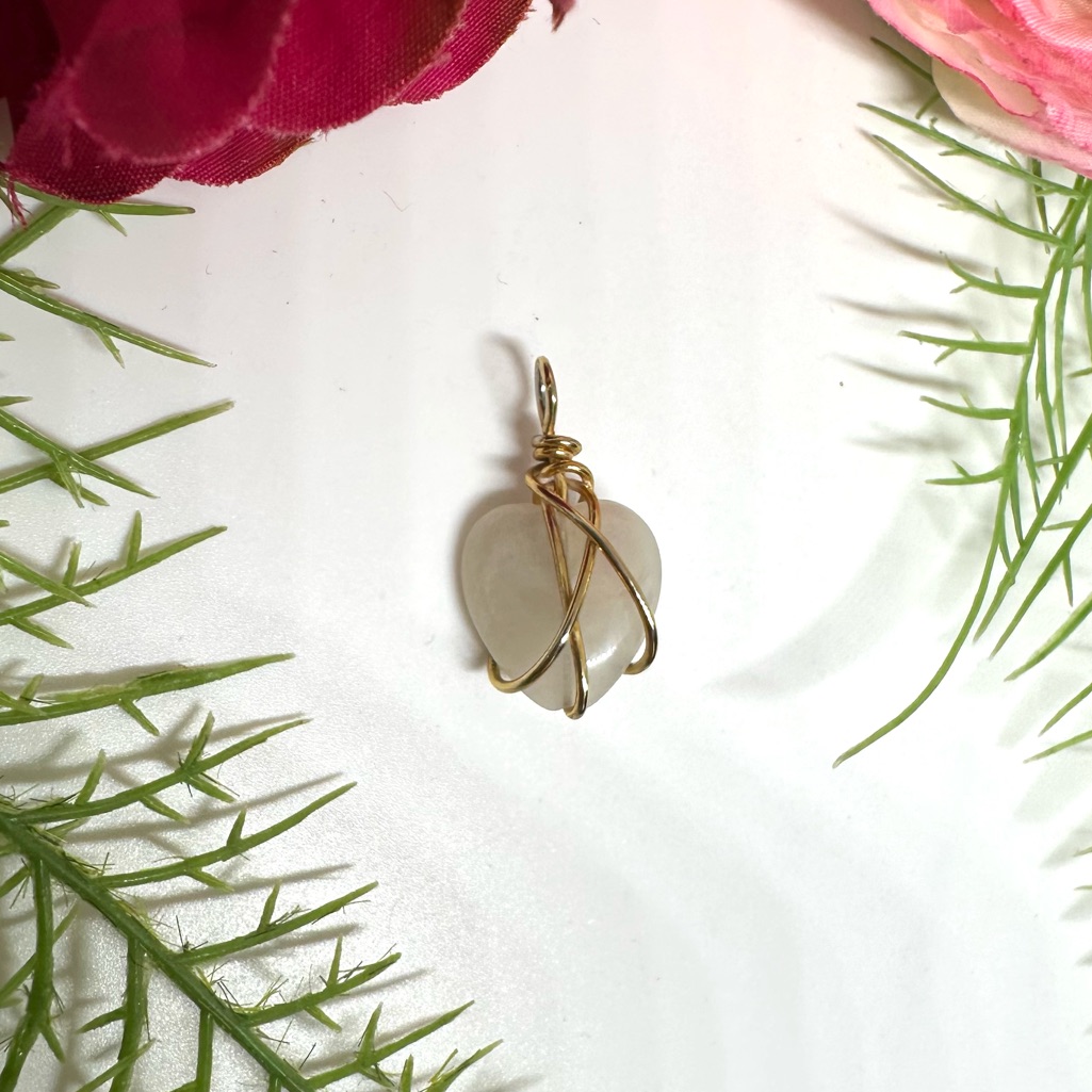 Newwire Wrapped Quartz Heart Pendant Charm